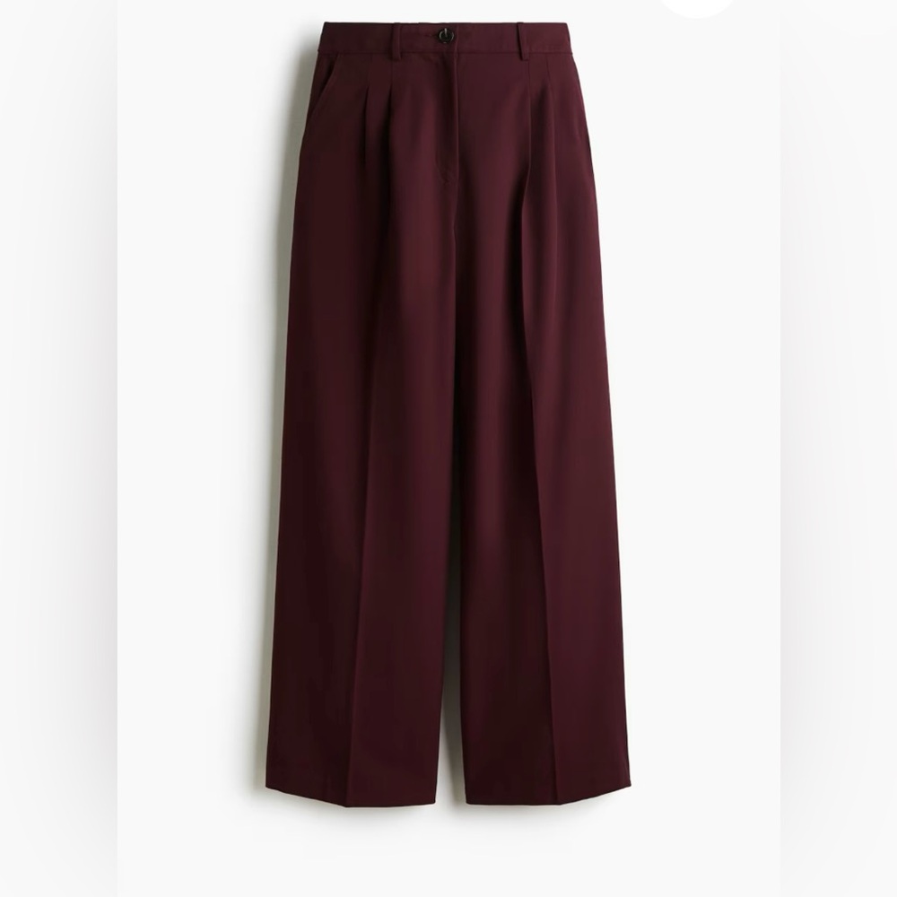 Burgundy Wide-Leg Trousers - Never Worn